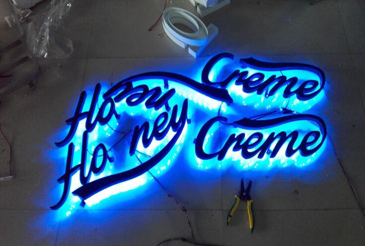 門頭招牌發（fā）光字，背發光字製作，不鏽鋼燈箱字，平麵發（fā）光字